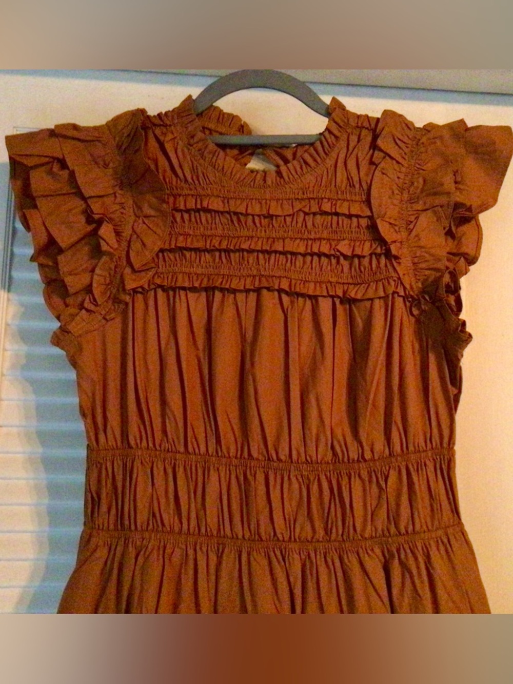 AUREUM / Rust Tiered Ruffle-Sleeve Maxi Dress Sz M - NWT - Picture 4 of 8